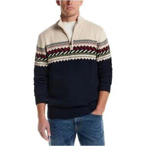 Weatherproof Vintage Men's XL Holiday Sweater Navy & Cream Fair Isle i1760